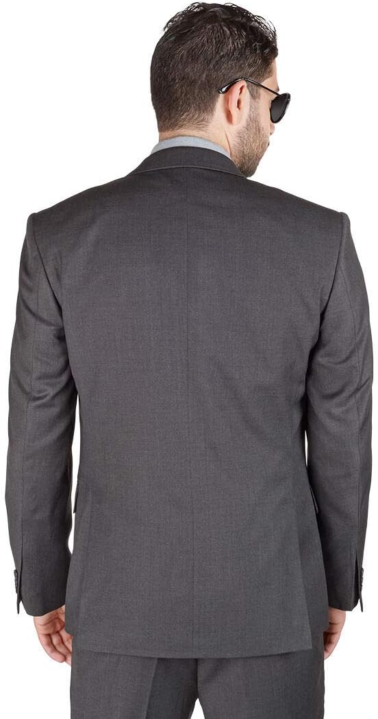 Slim Fit 3 Piece Vested Solid Dark Charcoal Grey Suit 2 Button Notch Lapel AZAR