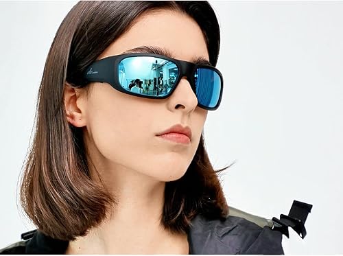Miniatura 4 de OhO - Lentes inteligentes, lentes de sol polarizados con altavoz Bluetooth, protección UV atléticaexterior y control de voz, unisex (lente gris)