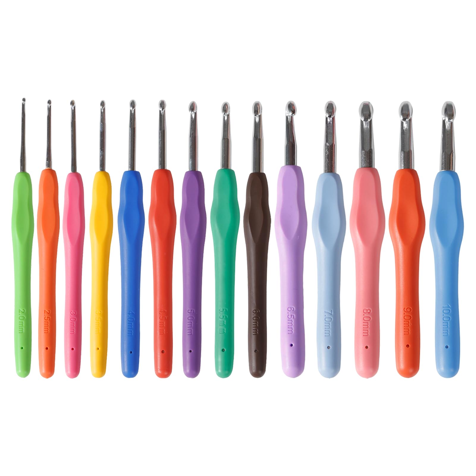 14 Pcs Crochet Hooks Set, Ergonomic Crochet Hooks with Soft Grip Handle, Colorful Smooth Knitting Needles for Beginners, Adults - 14 Sizes (2.0/2.5/3.0/3.5/4.0/4.5/5.0/5.5/6.0/6.5/7.0/8.0/9.0/10.0 mm)