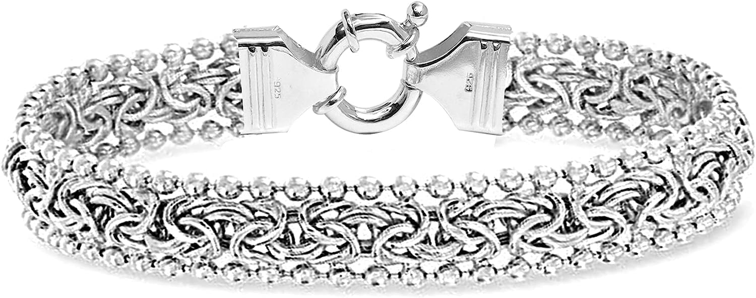 LeCalla Italian 925 Sterling Silver Byzantine Bracelets for Women | Handmade Classic Byzantine Link Chain Bracelet Jewelry Gift for Her Mom Wife