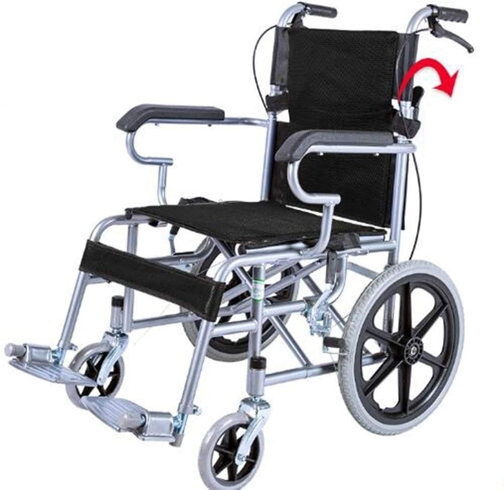 Máquina de Desplazamiento de Silla de Ruedas móvil cómoda al Aire Libre Scooter Manual, Viaje Ultraligero Plegable/Transporte de Scooter con Ruedas for Ancianos