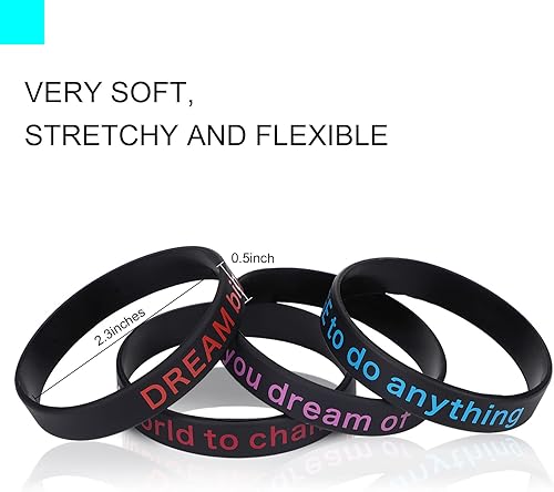 Miniatura 4 de 36 pulseras motivacionales para hombres y mujeres, pulseras inspiradoras de silicona, pulseras de goma con cita motivacional, pulseras elásticas de