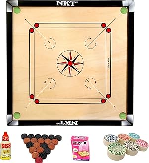Carrom Board 32 inch Free with Carrom Coin and Powder and stricker 3mm Plywood(Full Size 0078)
