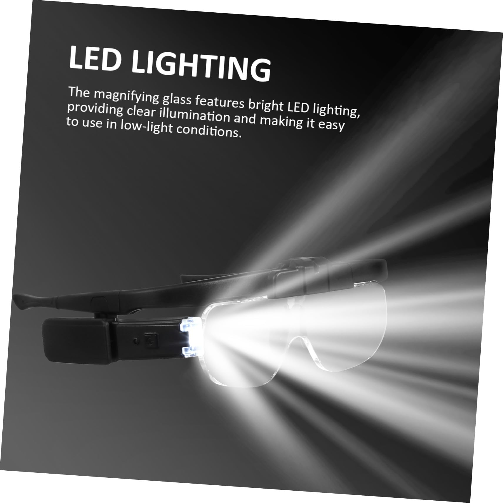 Cabilock Lupa de Lectura Iluminada con Luz LED USB Recargable, Diseño Ligero en Negro con Lente Acrílico para Trabajo Detallado y Reparación Precisa