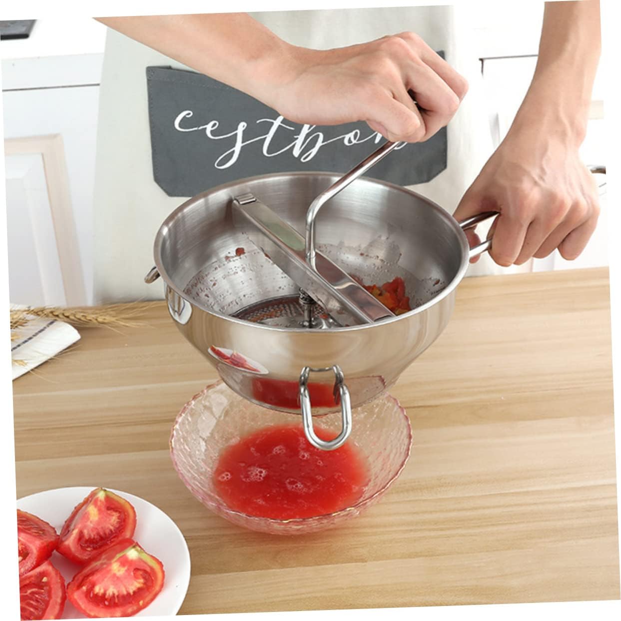 1set Stainless Steel Potato and Masher Food Prep Tool for Smooth Purees for Potatoes Fruits and Vegetables Easy to Clean Comfortable Grip for Home and Restaurant Use