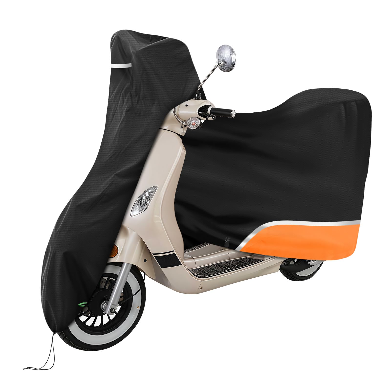 kompatybilny z motocyklami Piaggio Vespa GTS 300 HPE/Classic 300/310 / SuperSport 300 / GTV 300,Pokrowiec(z bagażnikiem), wodoodporny 420D, z osłoną ochronną (Pomarańczowy)