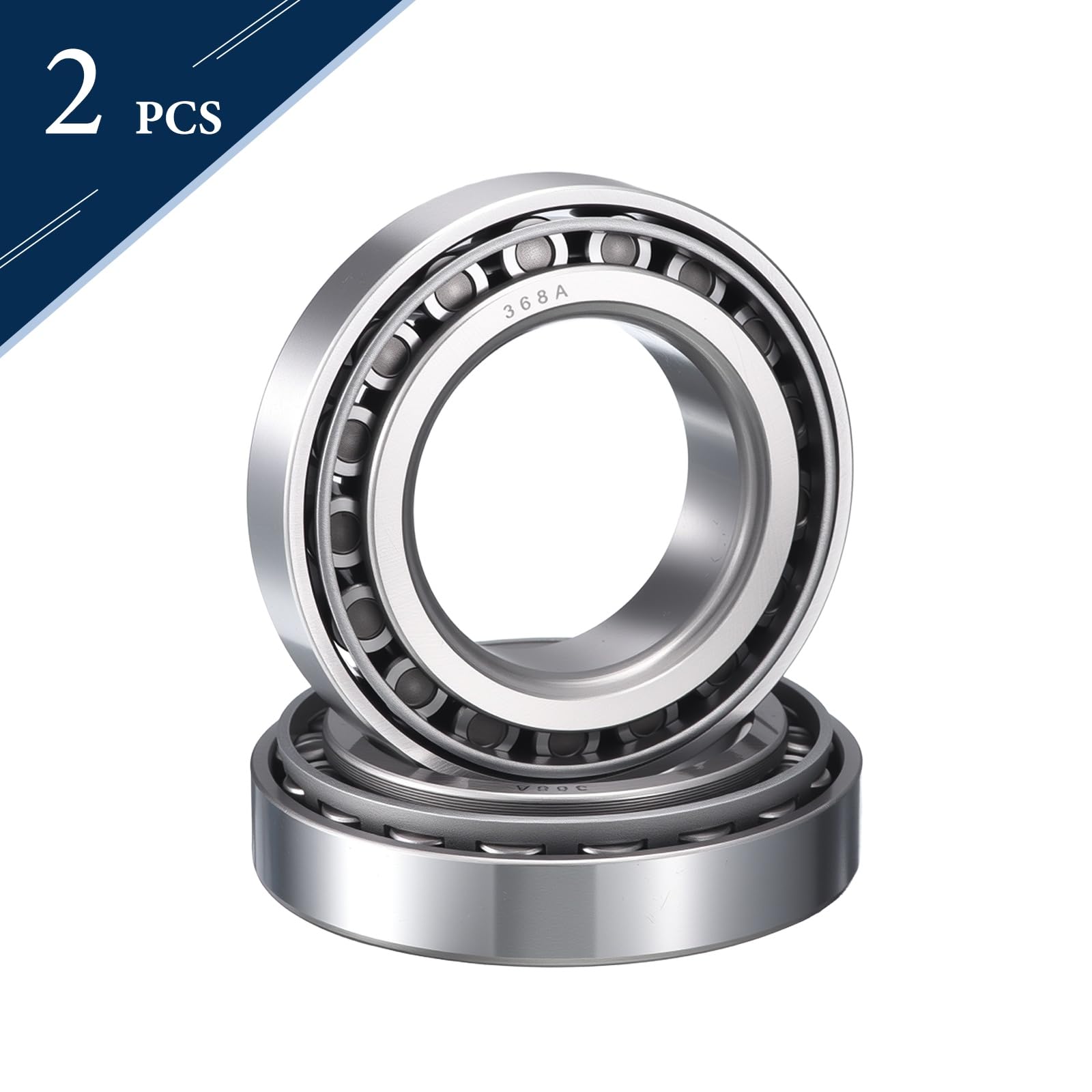 HIPicco Lot de 2 cônes de roulement à rouleaux coniques 368A/362A, alésage de 5,1 cm, diamètre extérieur de 8,9 cm, largeur de coupe de 2,1 cm, ensemble de roulements coniques en acier chromé, ABEC-3