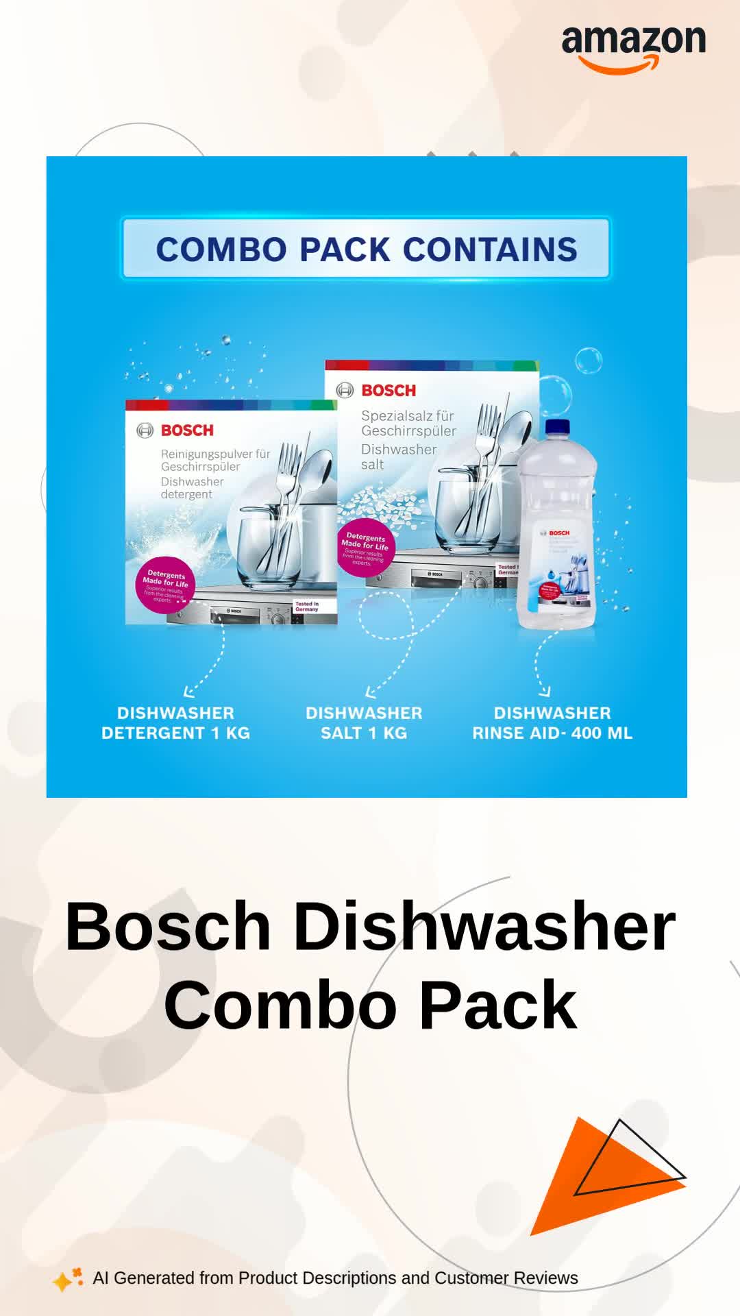 Bosch Combo Pack Dishwasher - Detergent, Salt & Rinse Aid