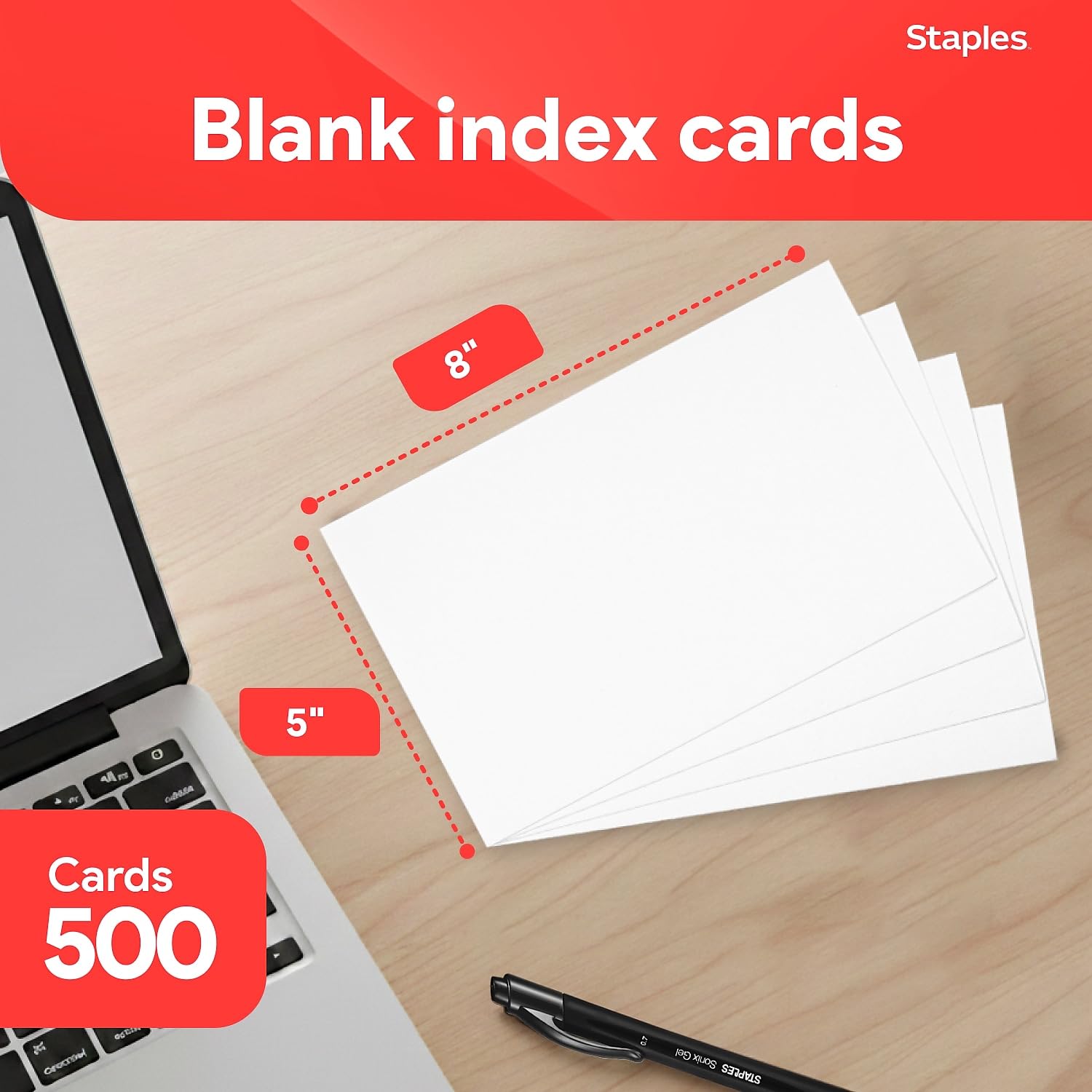 Staples? 5 x 8 Unruled White Index Cards, 500/Pack by Staples