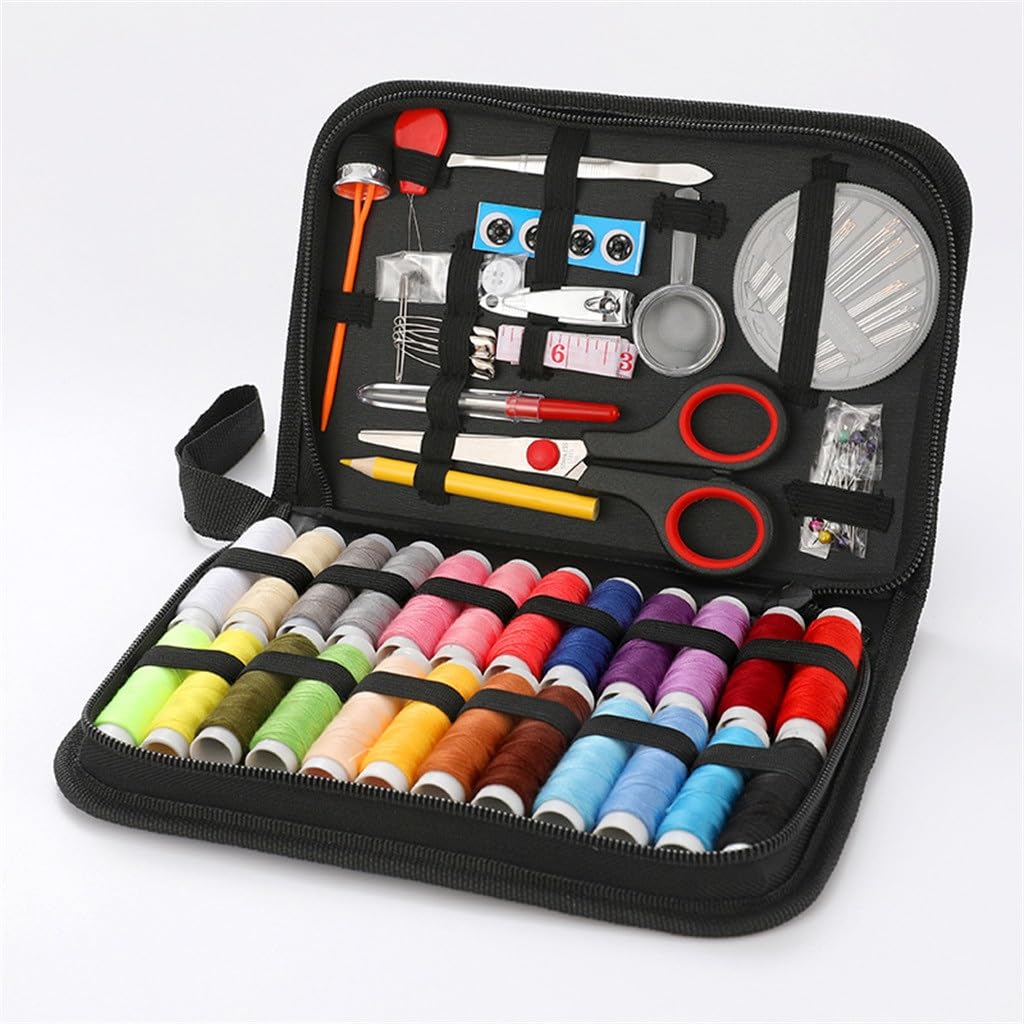 Caja de Costura para el hogar, 24 Colores, fácil de Transportar, Ideal para Viajes, reparación y Almacenamiento.