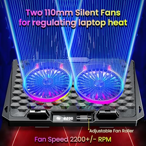 Ant Esports NC281 Gaming Laptop Cooling Pad with 2 Fans 110mm, RGB Laptop Cooler Stand with 5 Height Adjustable, Laptop Fan Cooling Pad for Upto... - Image 3