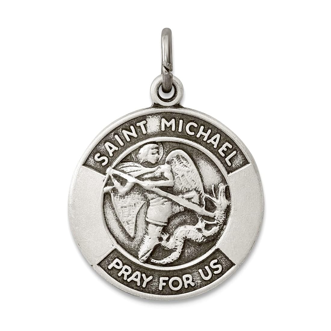 Medaillen-Anhänger Sterlingsilber oxidiert, Gravur des Heiligen Michael