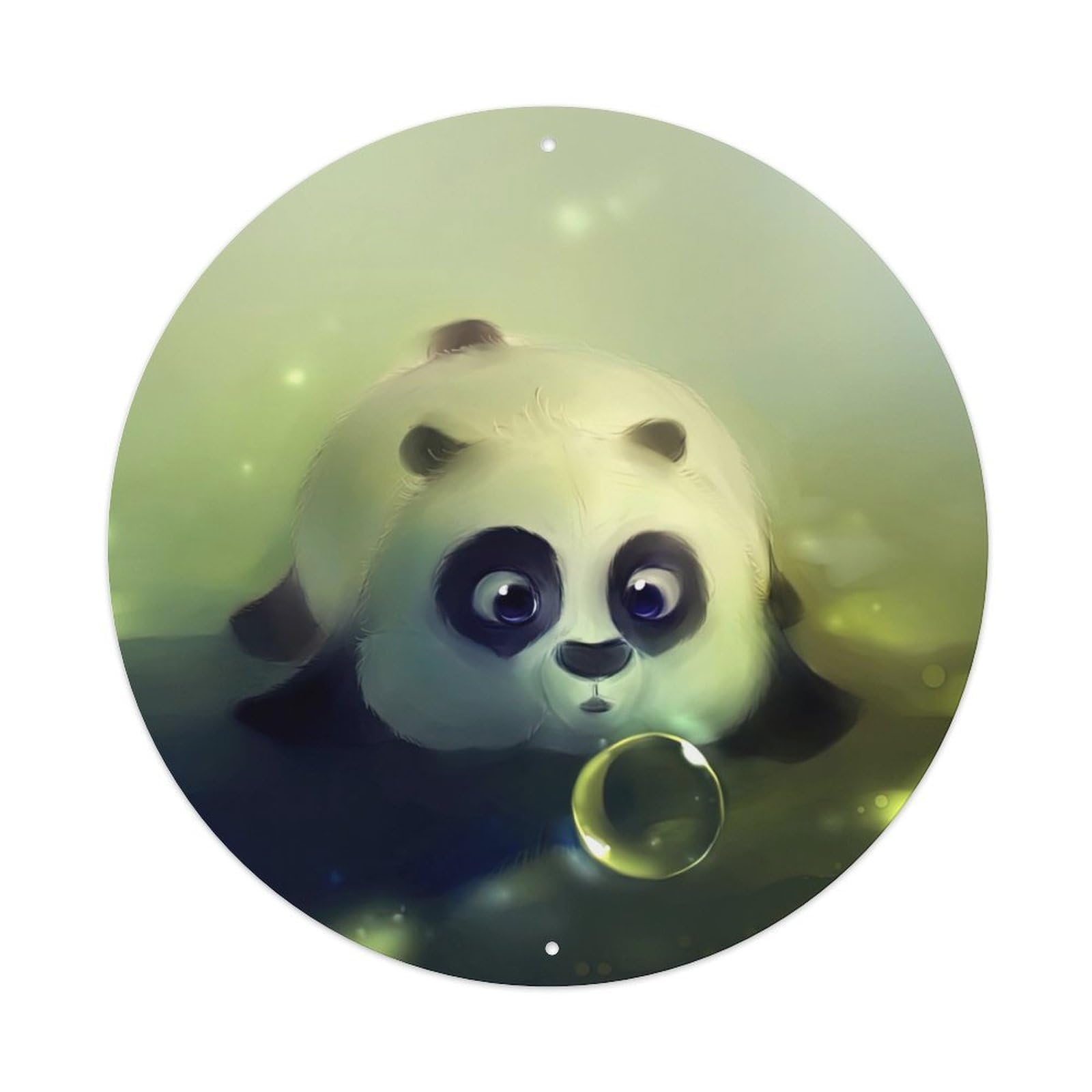 Animal Cute Panda Blowing Bubbles Vintage Metal Tin Sign Plaque Wall Decor for Cafe, Club Bar, Office, Garden Metal Poster 8x8Inch