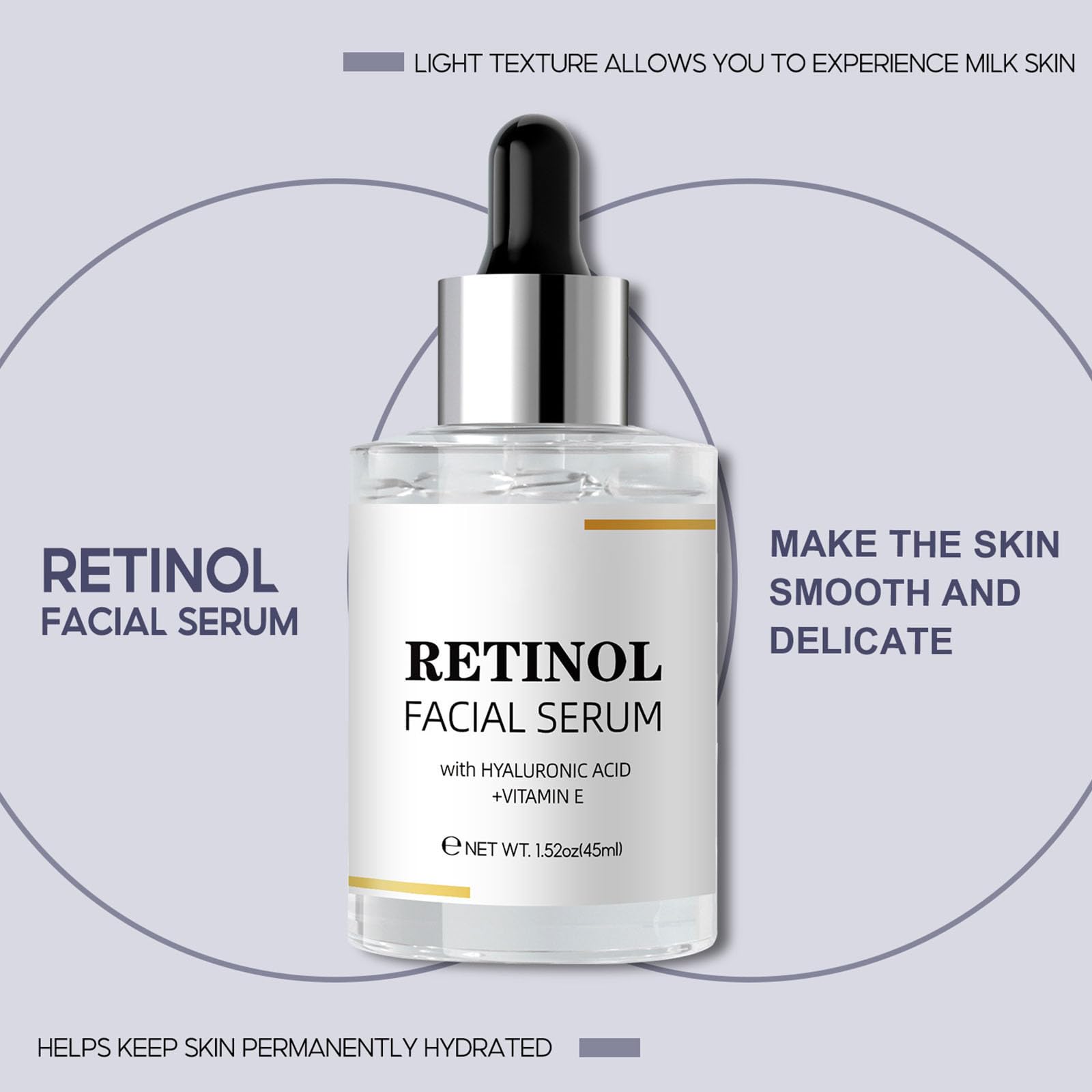 Retinol Facial Serum with Hyaluronic Acid & Vitamin E Anti-Aging Pore Shrinking Deep Moisturising Firming Repair and Smooth Skin Reduce Fine Lines Premium Retinol Serum for Wrinkles 45ml - Image 4