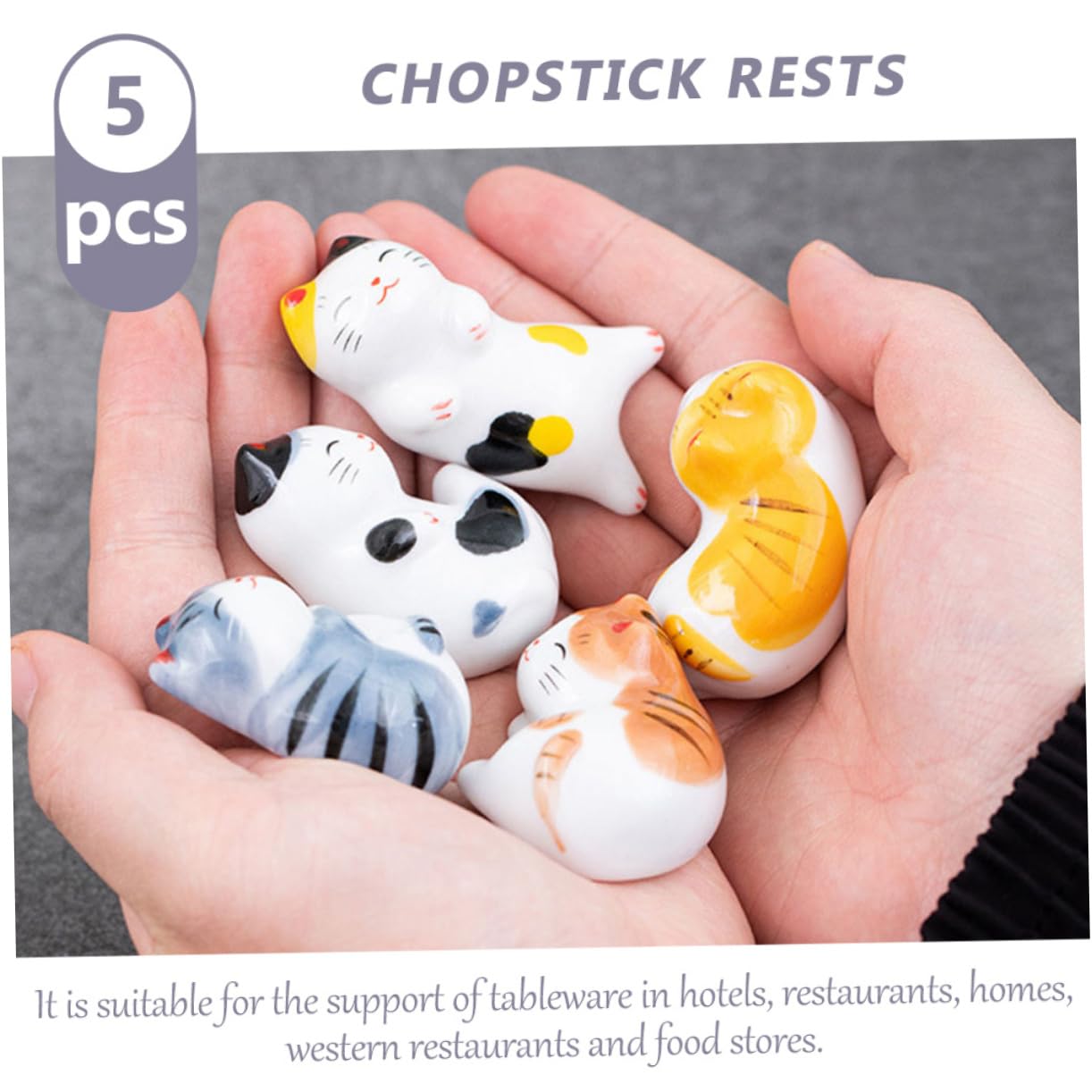 CGTQROVR Lucky Cat Stäbchenhalter - 5 Stück Keramik Ständer Für Essstäbchen