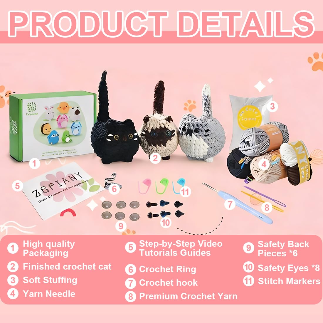 Kit Uncinetto Principianti, Kit Crochet Animale Carino, Set Uncinetto Per Principianti