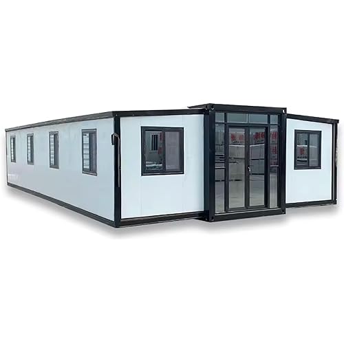 40FT Tiny Homes Portable Prefab House with 3 Bedroom, 1 Full Equiped Bathroom and Kitchen, Prefabricated Container House for Adults Living, Foldable Mobile Home with Steel Frame