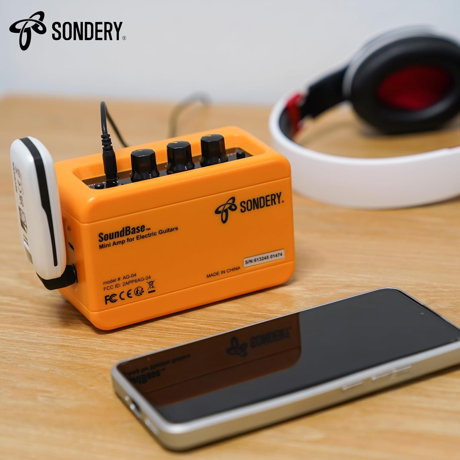 Sondery Mini Amplificador de Guitarra Bluetooth con Bocineros Duplos 5W, Recargable y Portátil, con Efectos de Sobredosis y Limpios para Guitarras Eléctricas