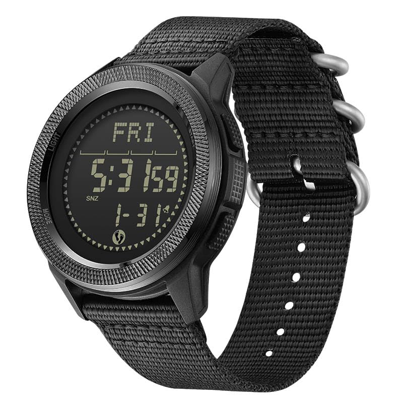 Image of NORTH EDGE Sport Pedometer Chronograph Carbon Fiber Case Digital Men's Nylon Wrist Watch: C-Nexus (Black)