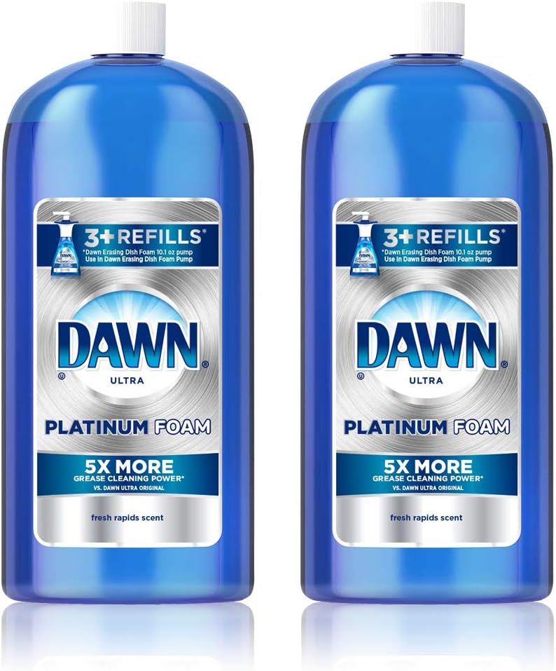 Dawn Platinum Erasing Dish Foam, Dishwashing Soap Pump And Refill Fresh Rapids Scent Kit