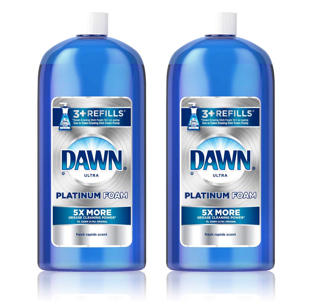 Platinum Erasing Dishwashing Foam Refill, Fresh Rapids, 30.9 Fl Oz (Pack of 2)