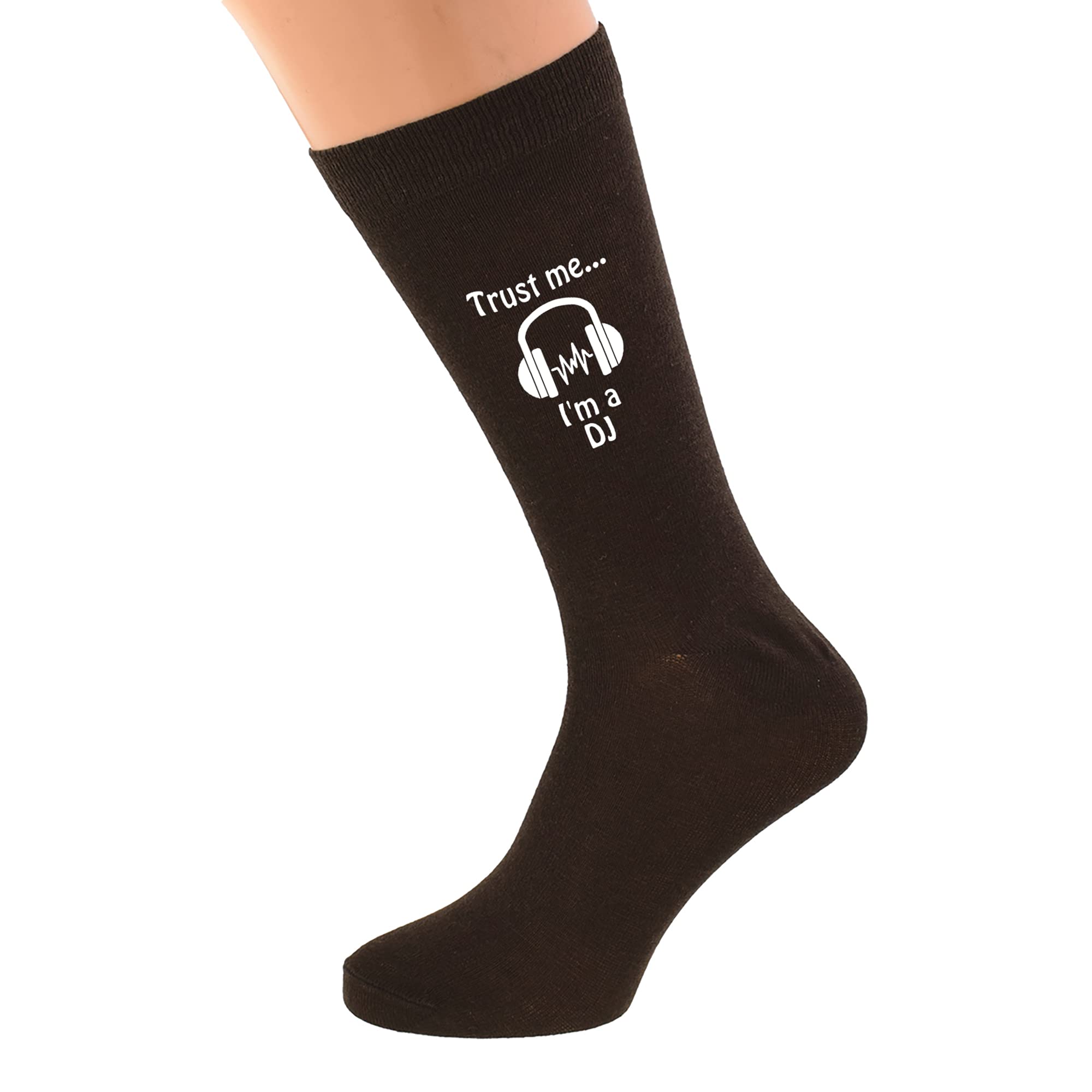 Trust me I'm a DJ Design Brown Adult Socks UK 5-12
