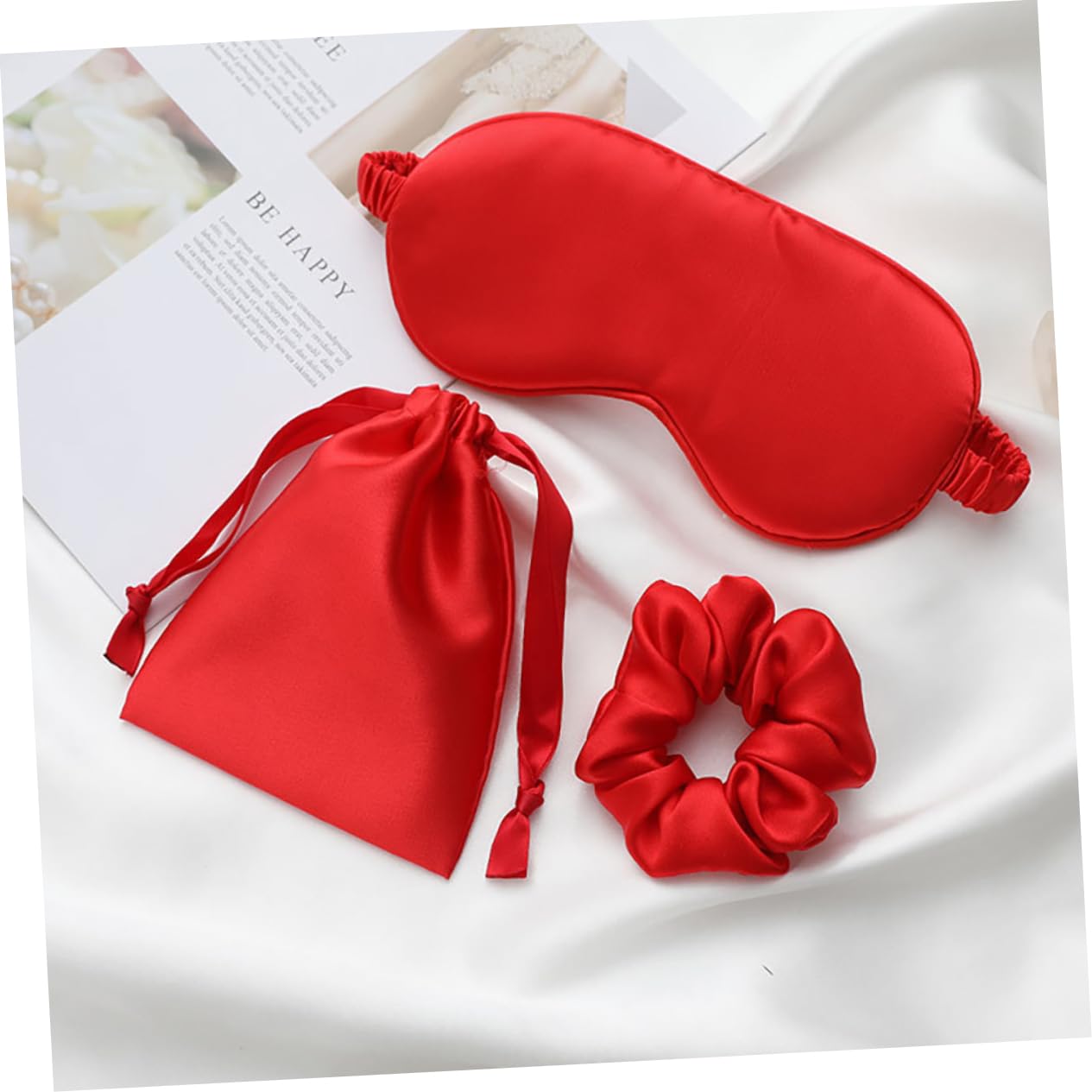 DOITOOL 3sets Maschera Da Sonno Seta Artificiale Accessori Kit Pratico Con Fascia Per e Sacchetto Per Viaggio Rilassa Gli Occhi e Riduce Affaticamento Per Dormire e Viaggiare