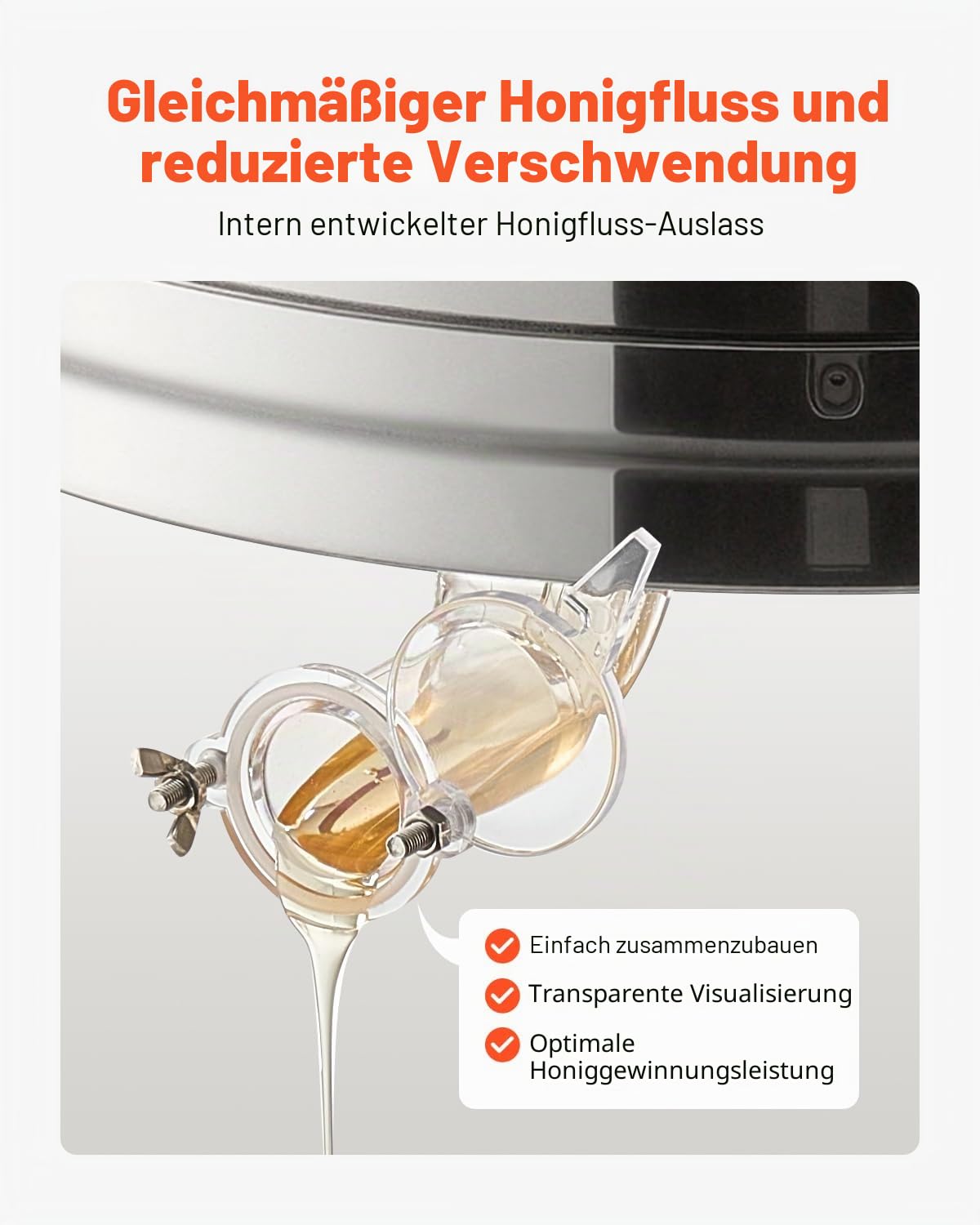 VEVOR Honigschleuder, manuelle Tangentialschleuder mit 6 Rahmen & transparentem Deckel, Honigextractor aus Edelstahl mit höhenverstellbarem Ständer, Wabenextraktionszentrifugenausrüstung Imker