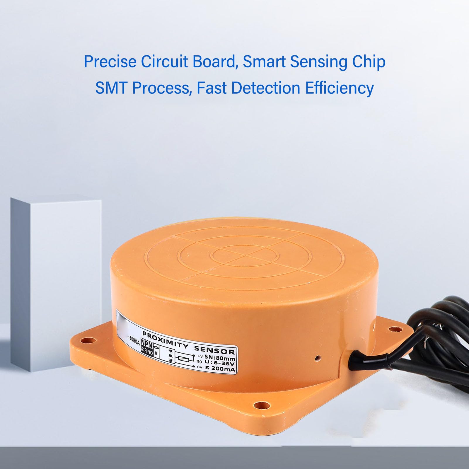 Interruttore di prossimità Sensore di prossimità Induttivo ABS Effetto Hall NPN 3 Fili Normalmente Aperto DC6 a 36V Distanza di Rilevamento 80mm per Controllo Automazione Rilevamento Metalli