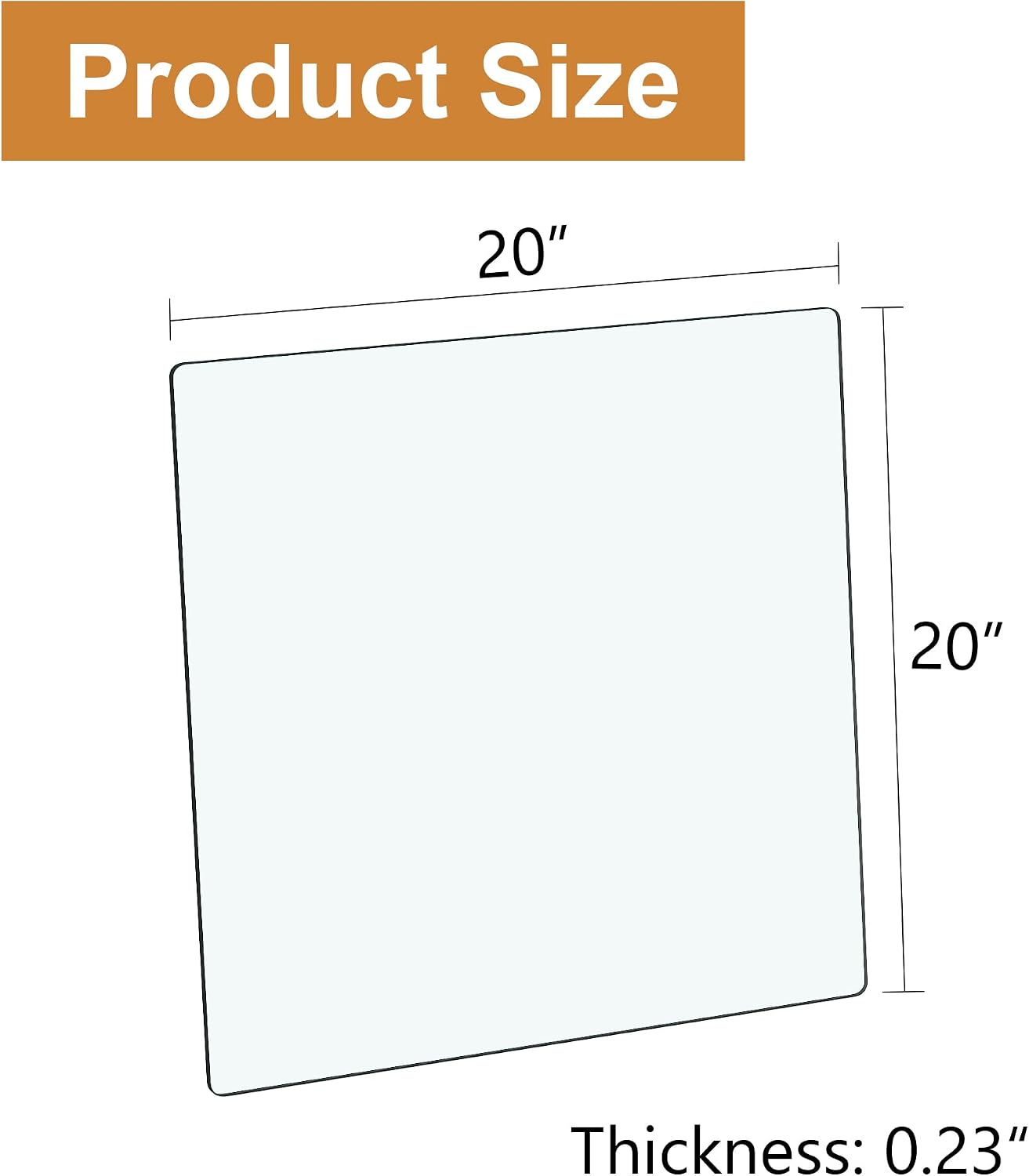 20" x 20" Square Glass Table Top,1/4 Thick Tempered Glass Table Top, Edge Polished Dining Table Top,Suitable for Dining Table, Coffee Table, Office Desk, Side Table