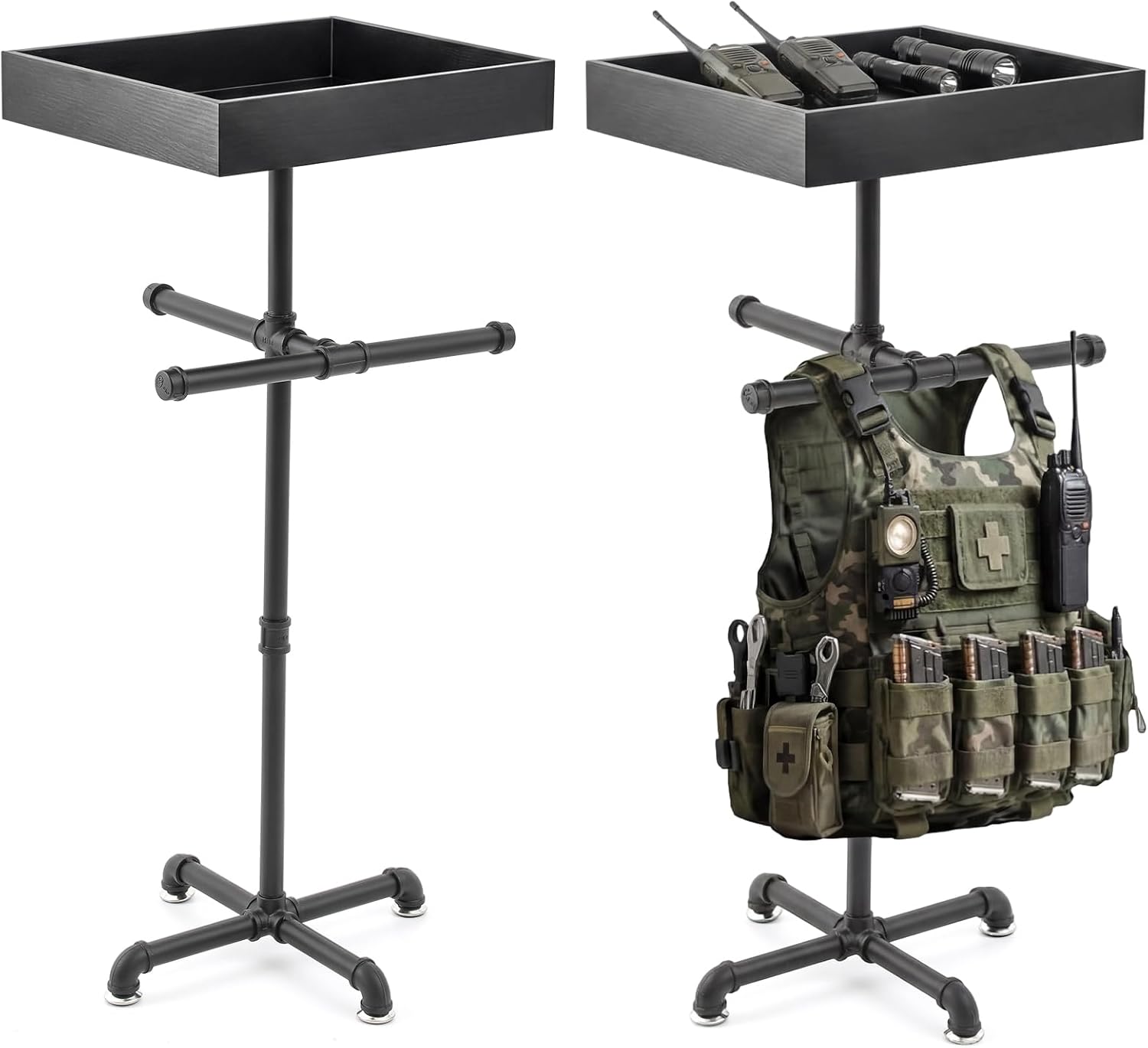 Heavy Duty Metal Police Gear Rack and Tactical Gear Stand Multi Functional Police Hanger Suitable for Plate Carrier, Tactical Vests, Military Equipment
