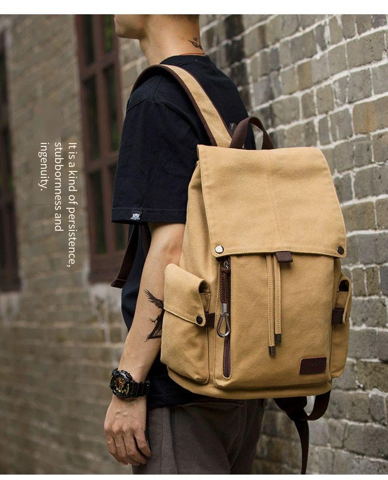 Waterproof Laptop Backpack, 15-inch Compatible, Daily Commuter Bag, 17.3x11.8x6.7 inches, Retro Design (Khaki)4