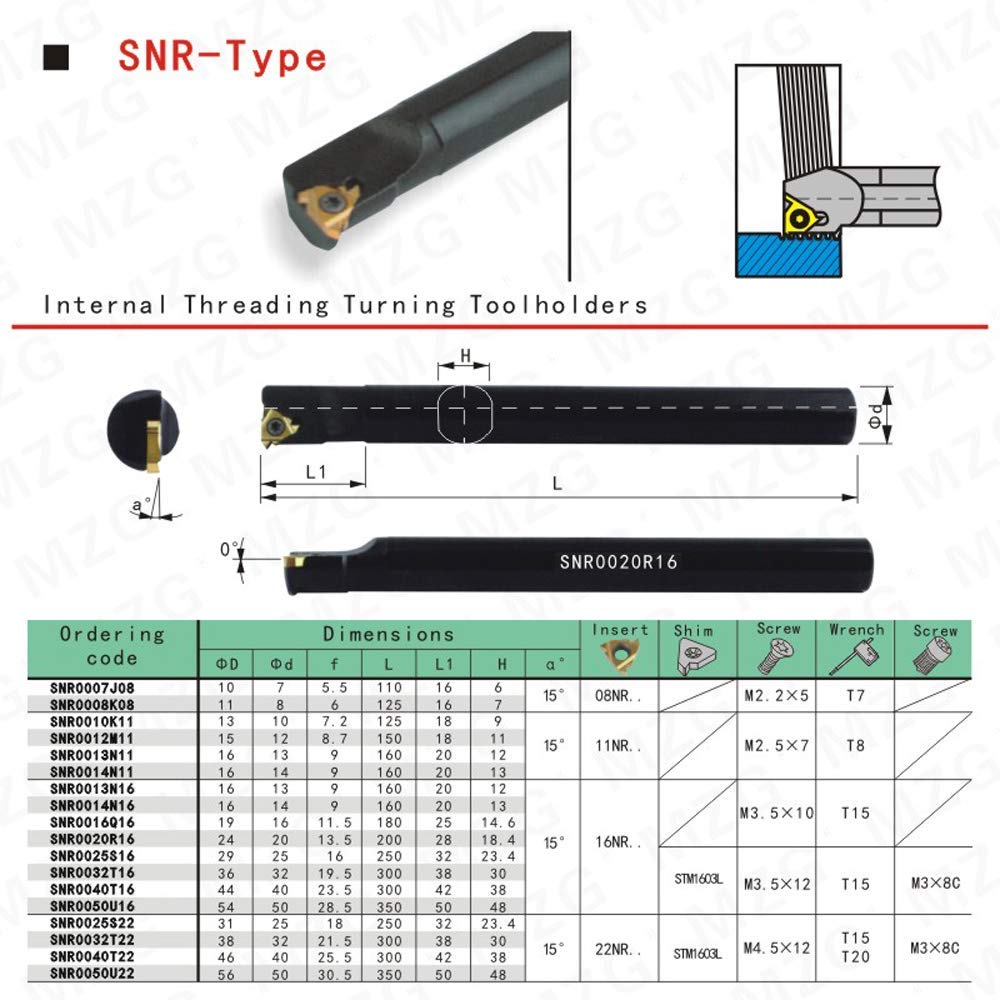 Porte-outil De Filetage Intérieur Maifix SNR0020R22 Pour Tour CNC - Compatible Inserts 22IR ISO