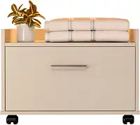 Gabinete Armário Para Banheiro Com Gaveta E Rodinhas (Off White)