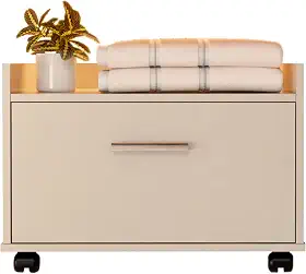 Gabinete Armário Para Banheiro Com Gaveta E Rodinhas (Off White)