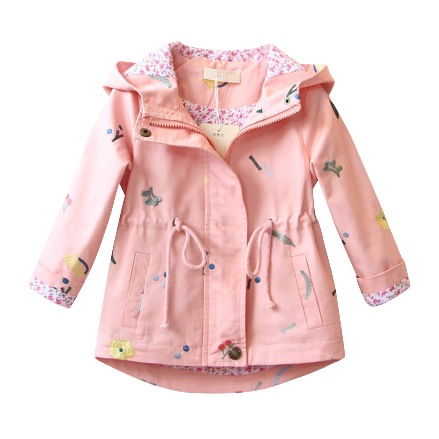 De feuillesBaby Girls Hoodie Windbreaker Jacket Princess Trench Coat Outwear