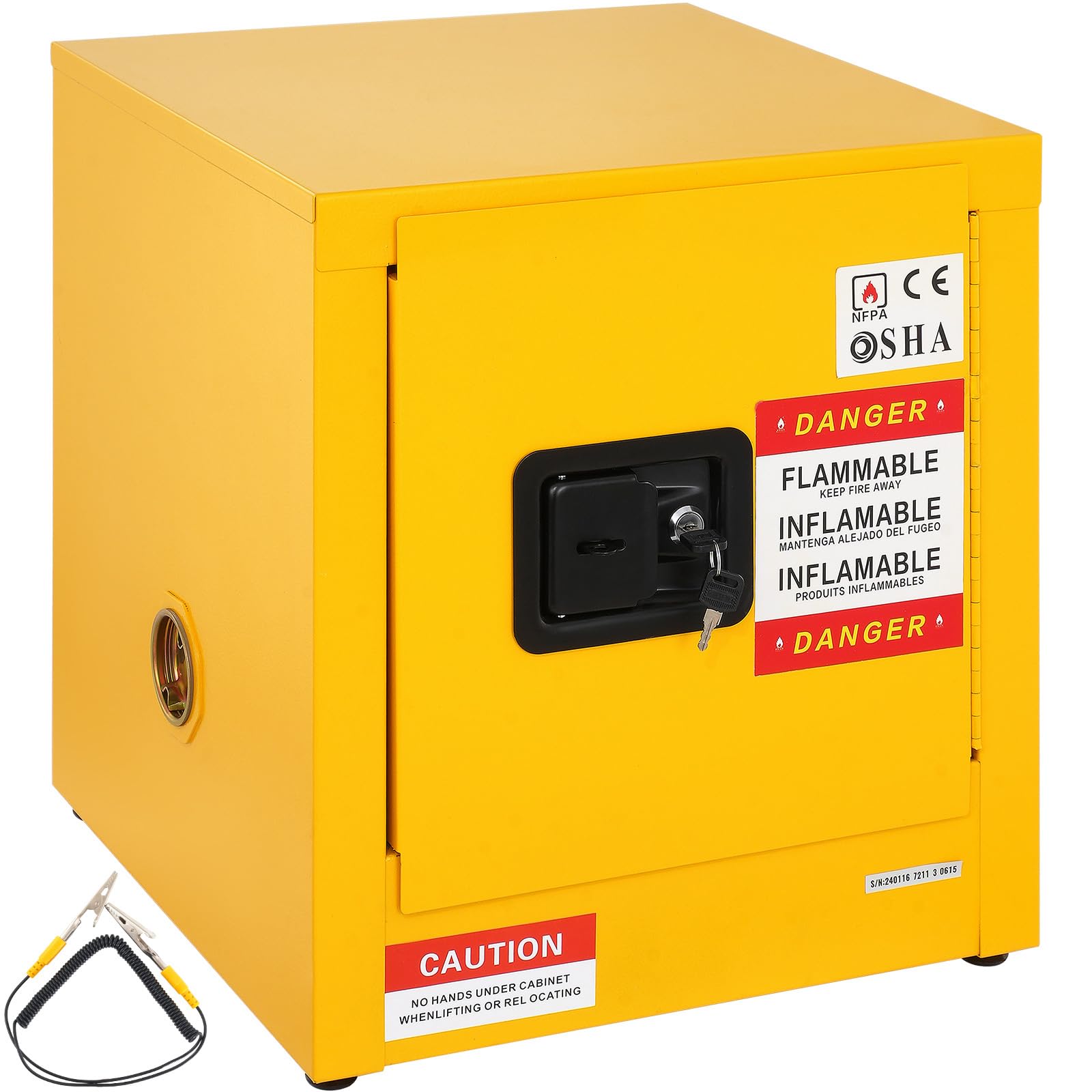 Happybuy Flammable Safety Cabinet, 11 Gal Capacity, Made of Cold-Rolled Steel. Explosion-Proof with 1 Door for Industrial Use. Measures 16.9 x 16.9 x 18.2 in.