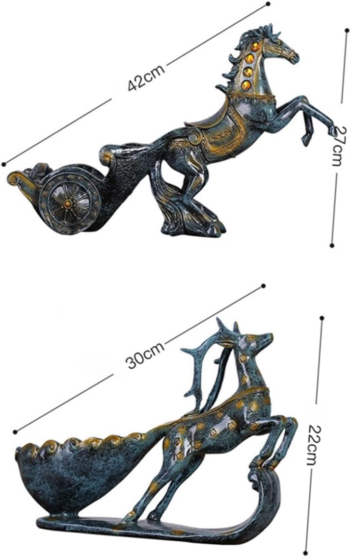 Creative Resin Sika Deer Pulling Cart Wine Rack Vintage Wine Stand Storage Holder for Home Bar Cabinet Decoration