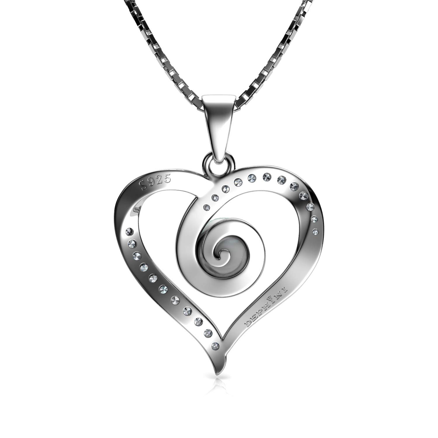 DEPHINI Schmuckset mit Halskette und Herz-Ohrringen, 925er Sterlingsilber