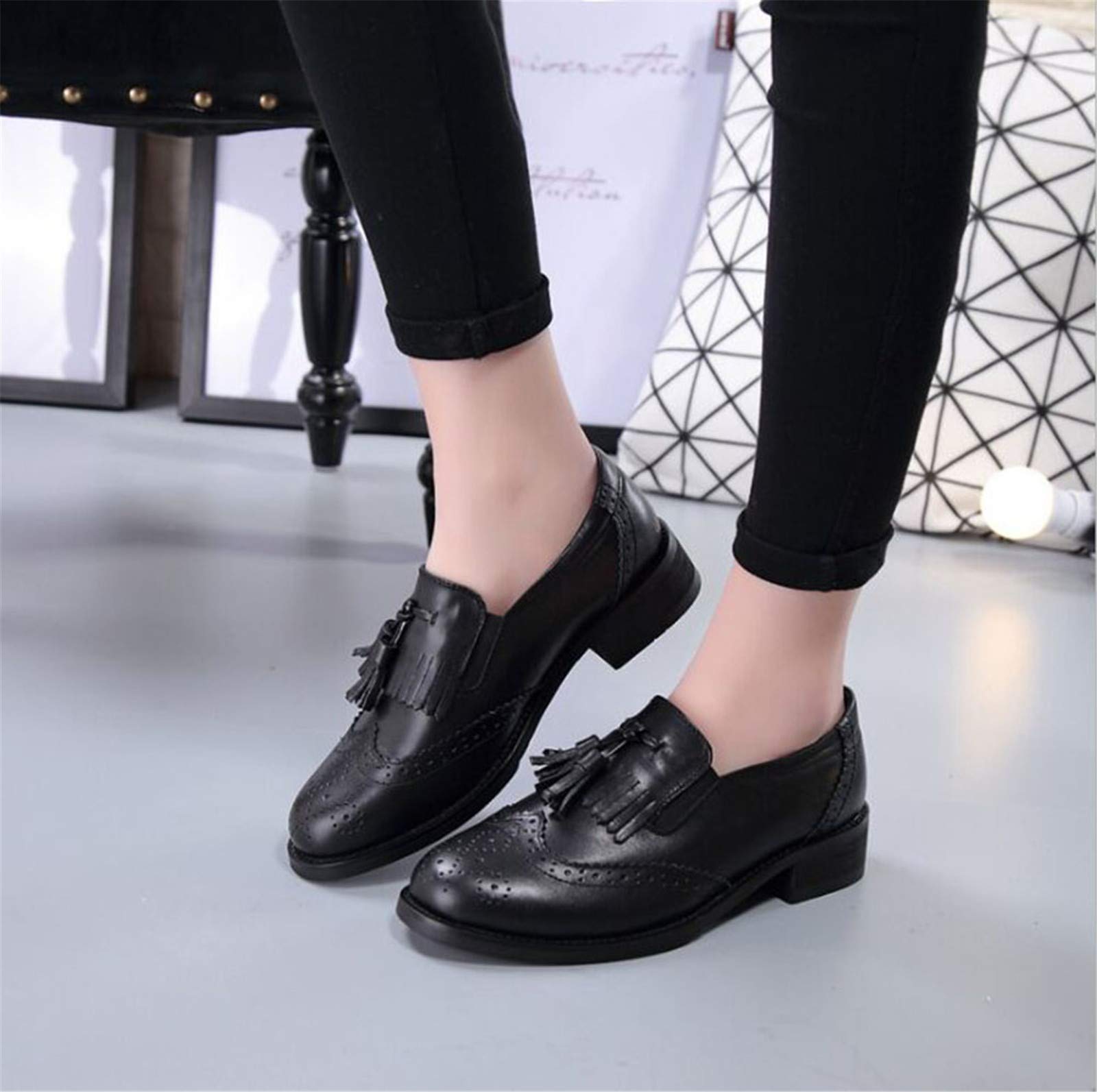 ANUFER Donna Costume Vera Pelle Nappa Mocassini Brogues Scivolare su Scarpette Scivolare su Scarpette