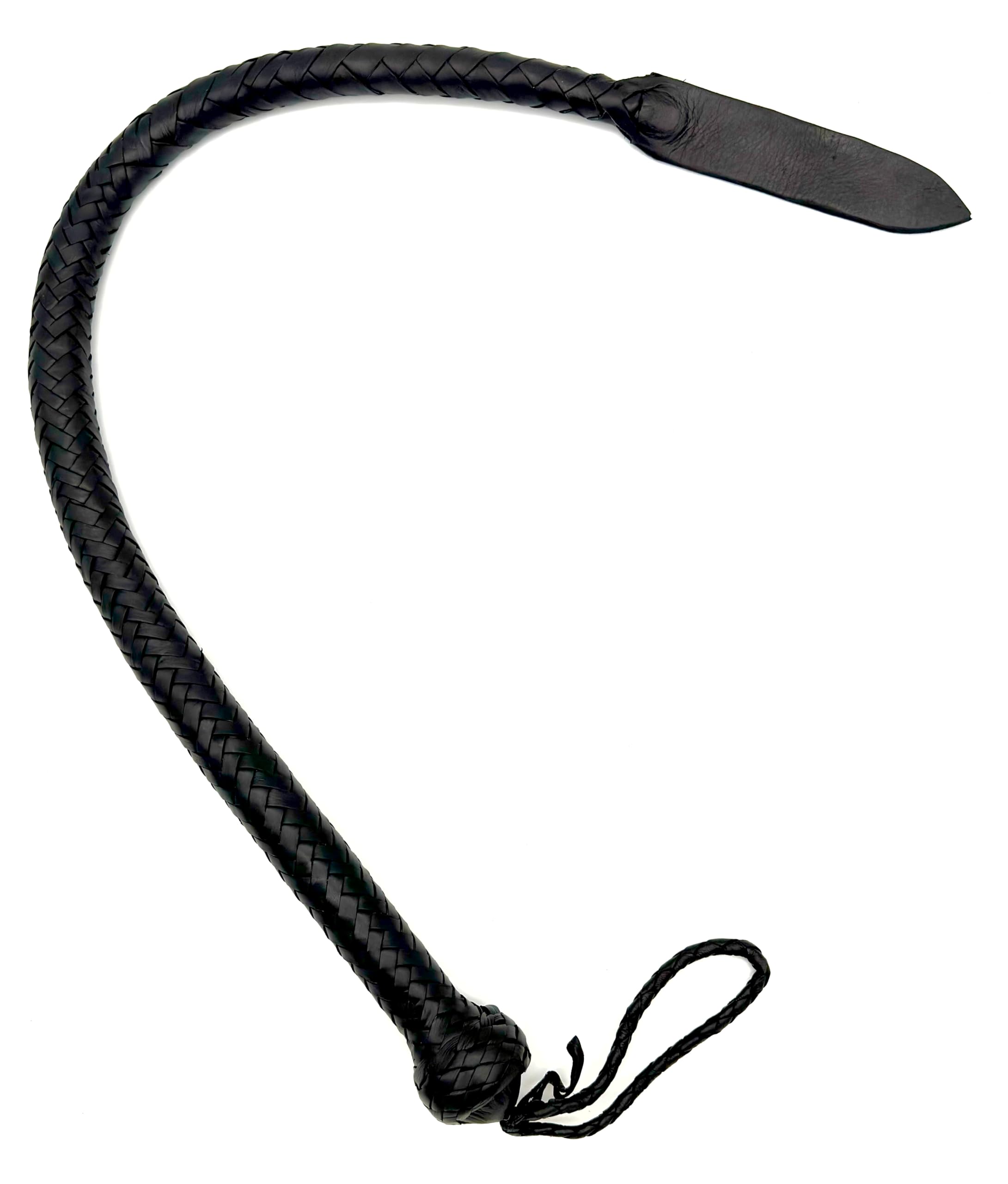 SGerste - Frusta in pelle intrecciata, 1,85 m, colore: Nero