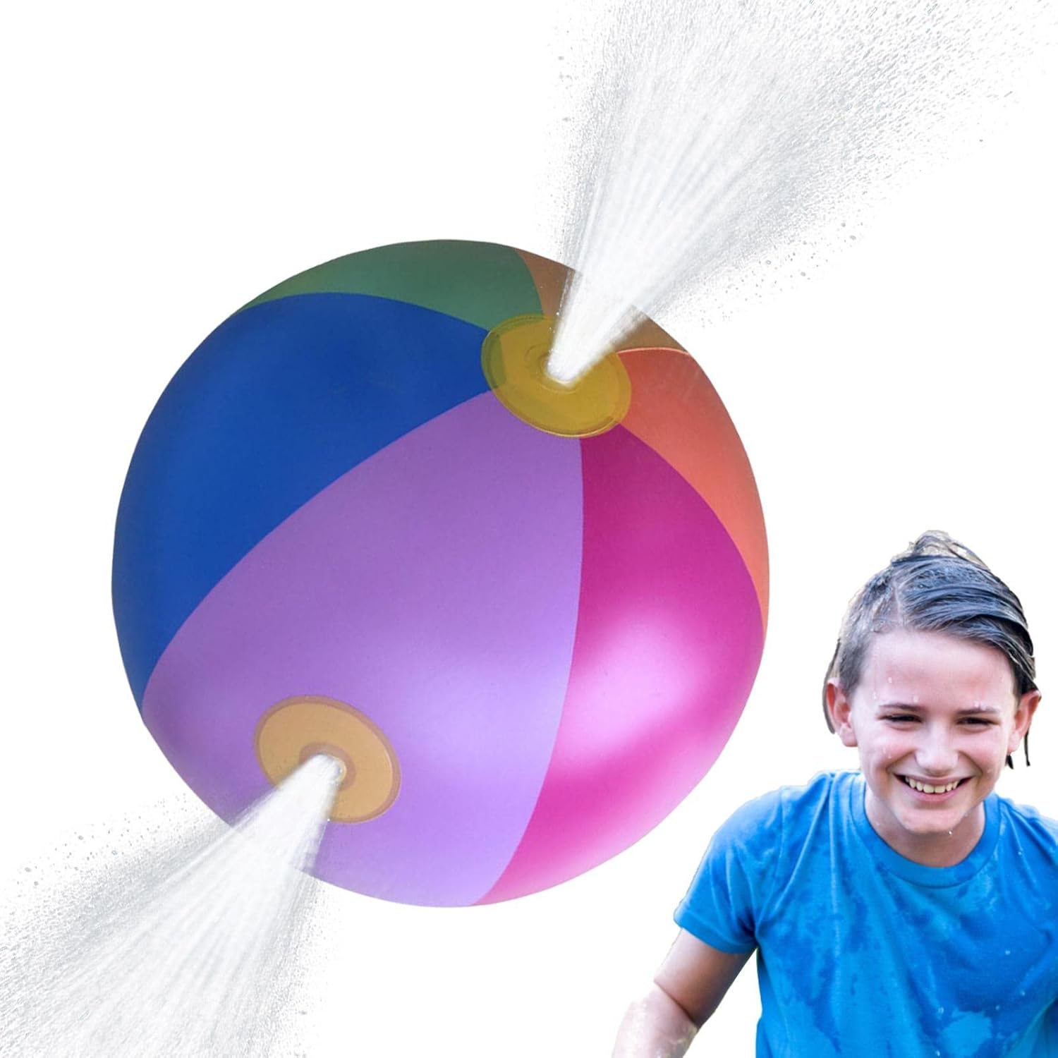Beach Ball Sprinkler for Kids Rainbow Inflatable Sprinkler Beach Ball