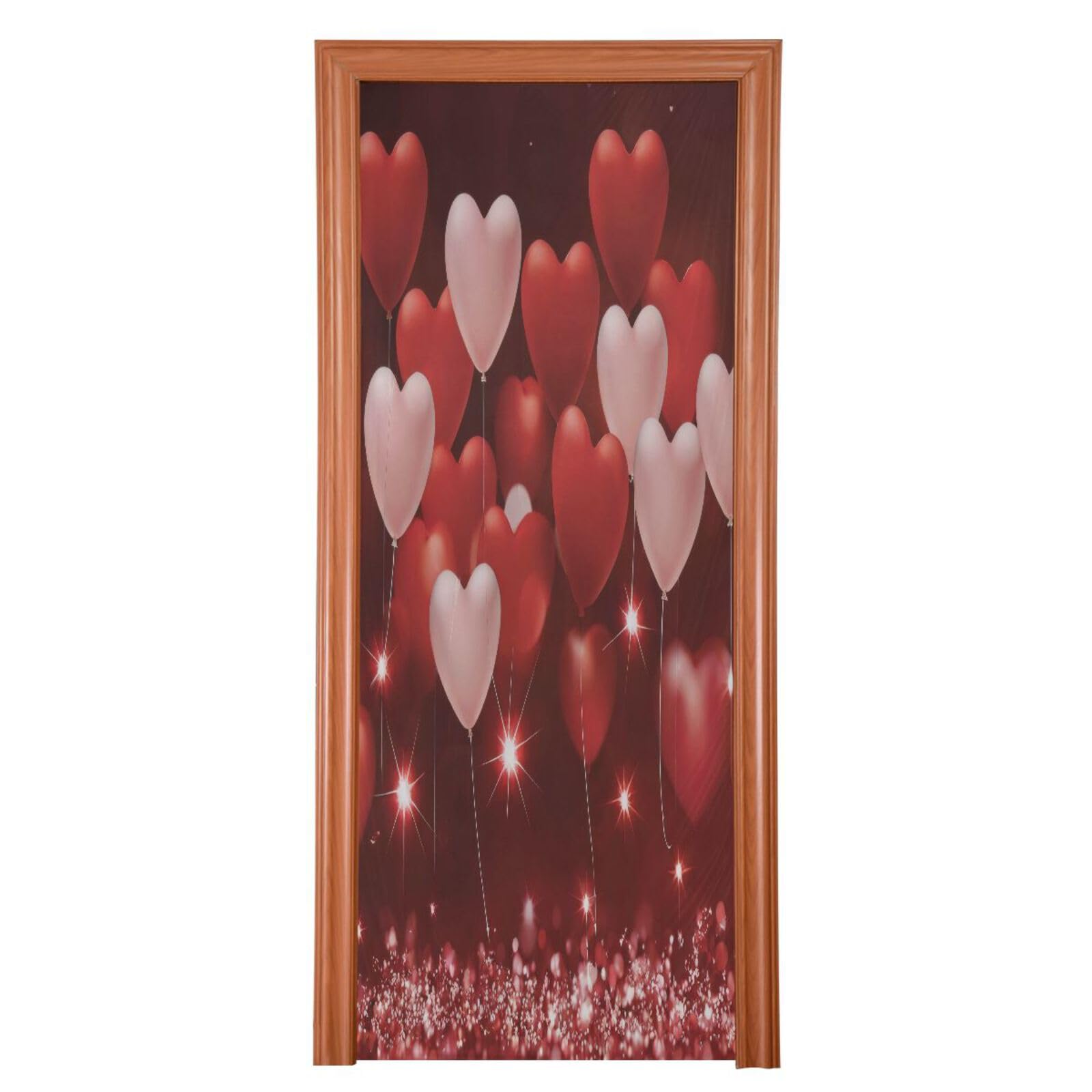 FLildon Red Hearts Balloons Valentine's Day Door Cover Decoration, Party Accessory Porch Decor for Festive Ornament Room Door Covers 32 x 79 Inch