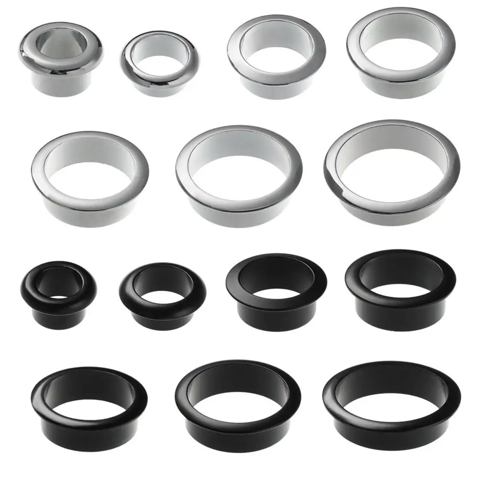 Desk Cable Grommet 20Pcs Zinc Alloy Computer Desk Cable Grommets Wire Hole Cover Cabinet Vent Decor Plug Outlet Port(Black-60mm)