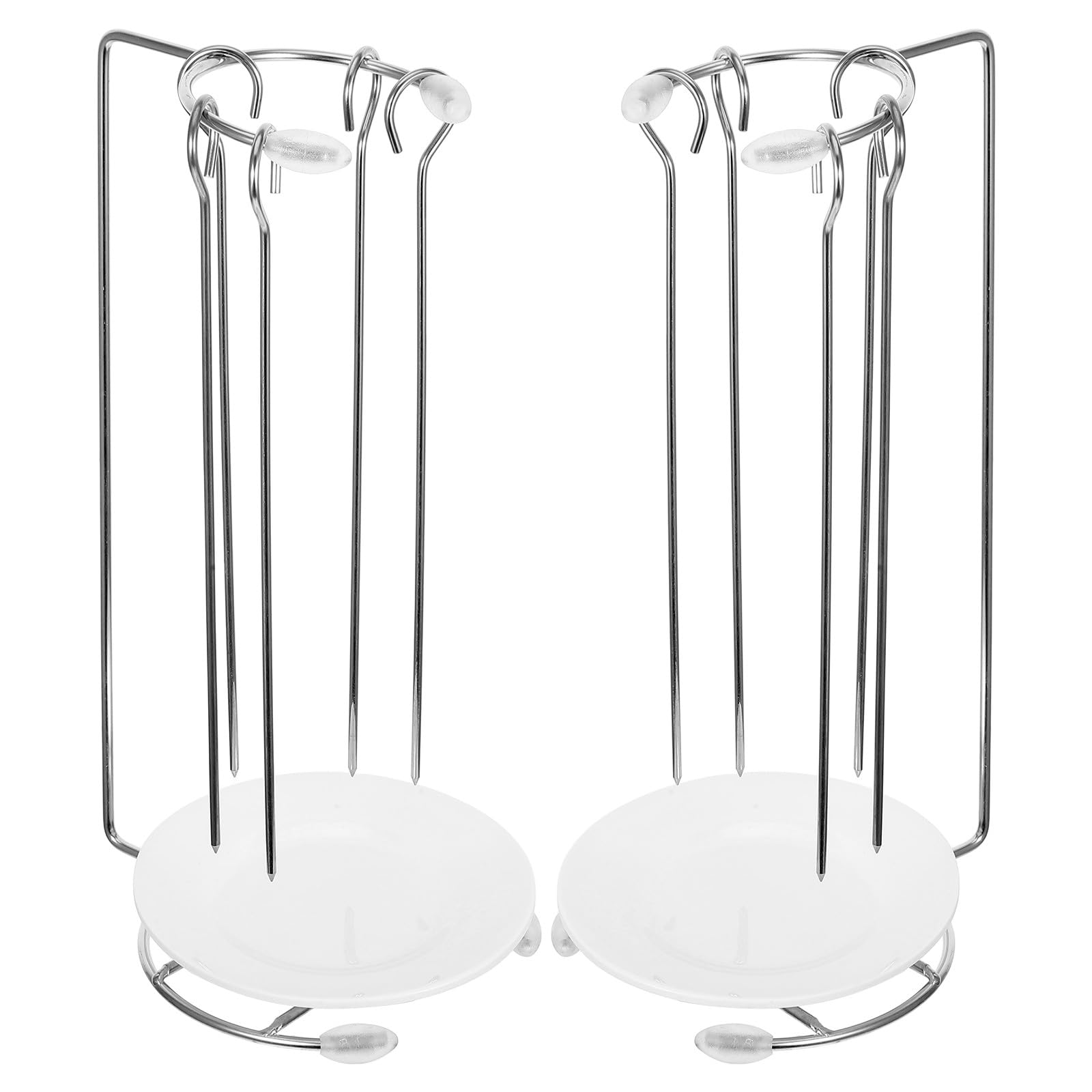 Abaodam Supporto per Spiedini in Acciaio Inox 2 Pezzi, Griglia per Barbecue Smontabile e Facile da Pulire, Staffa Pratica per Grigliate all’Aperto e Cucina in Giardino