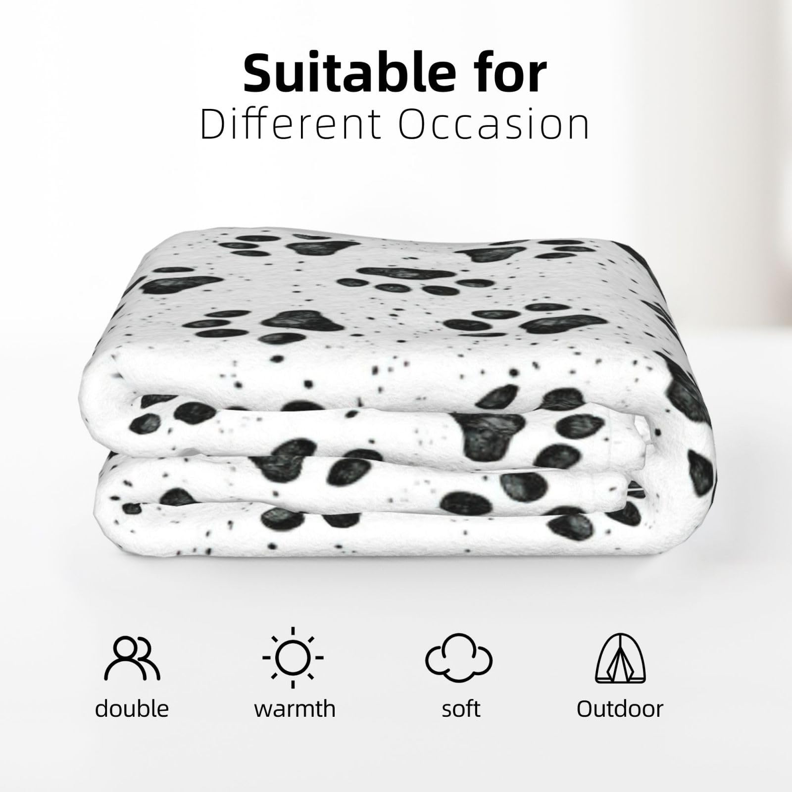 Couverture en flanelle avec motif patte de chien - 177,8 x 203,2 cm