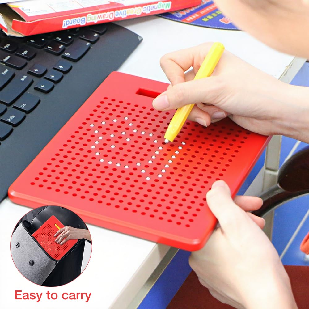 XEERUN 2 Pcs Magnetic Steel Ball Drawing Board with Pen, Magnetic Drawing Board for Children, Magnetic Doodle Board Tablet for Kids, Educational Toy for Children's Drawing, Doodling and Writing - Image 3