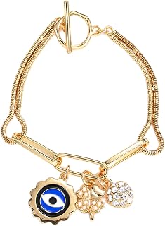 18K Gold Plated Evil Eye Bracelet For Women, Crystal Bracelet Turkish Faith Protection for Women
