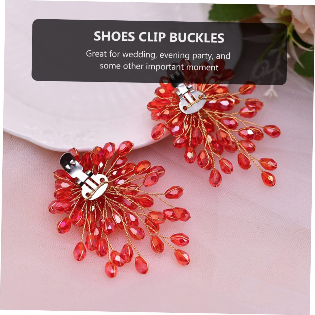 PACKOVE fermaglio per scarpe da sposa civili per la sposa scarpe sandali da donna clip per shoe clip arredamento fibbie decorative per cristallo rosso