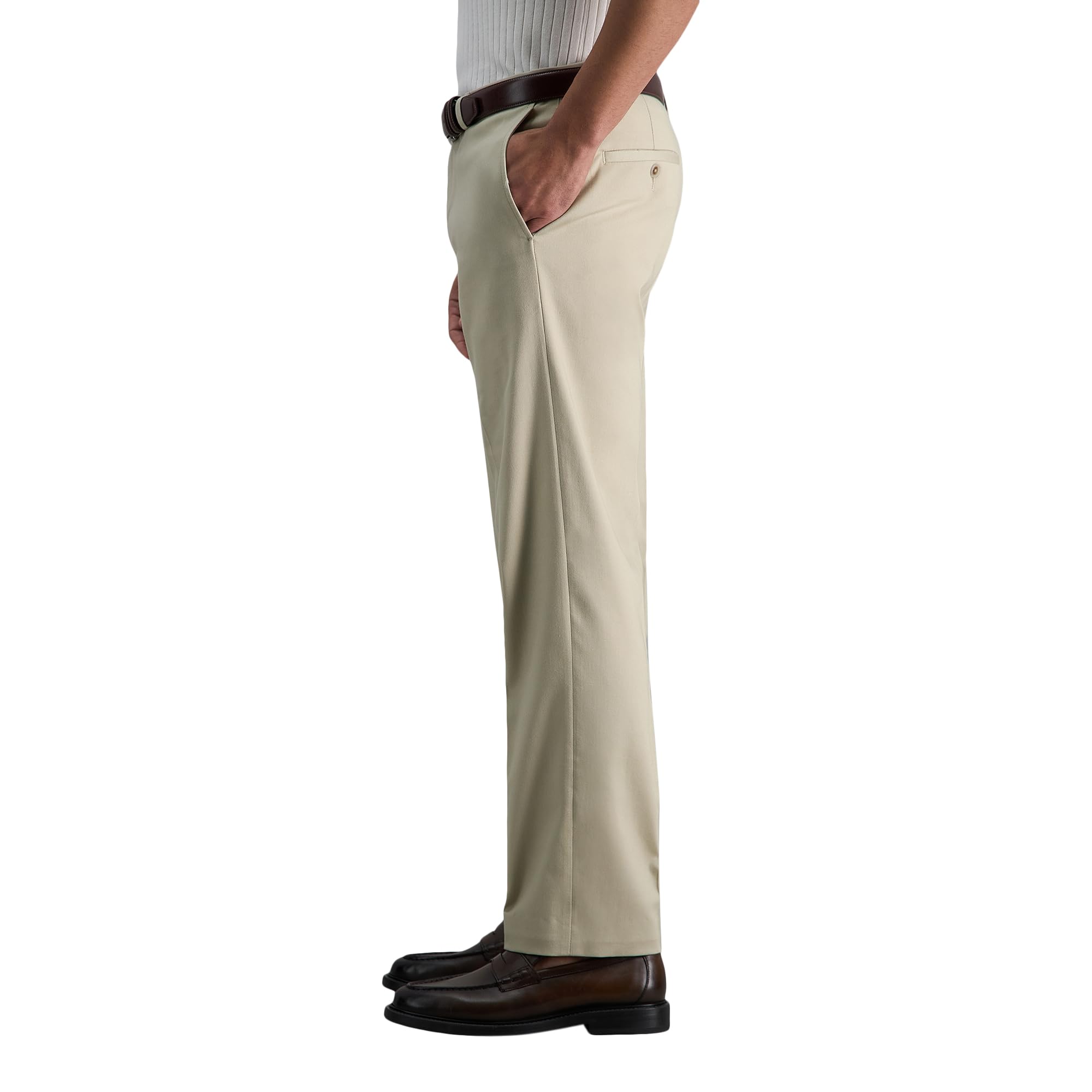 Haggar Premium No Iron Khaki Straight Fit Flat Front Casual Pant - Recto Hombre